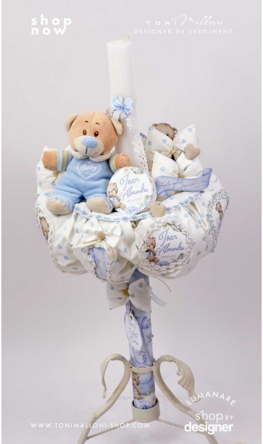 Lumanare de botez cu ursuletul Teddy Bear King 1